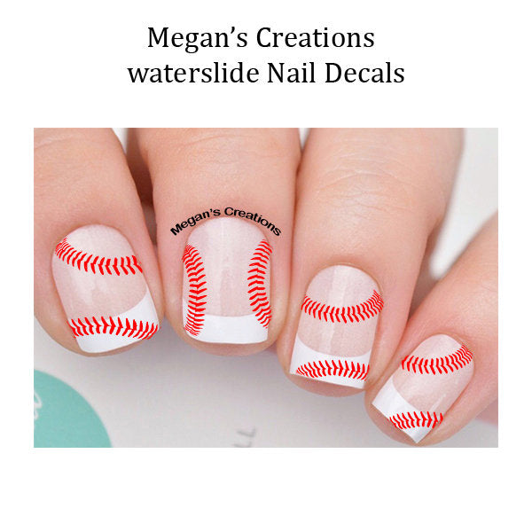 Baseball Stitches Nail Art Decals