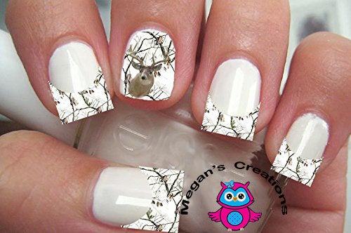 Camo Deer French Tips and Full Nail Art Decals