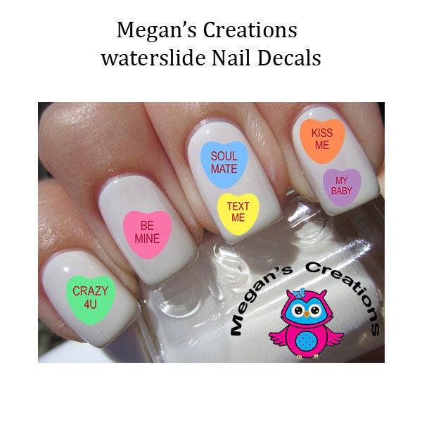 Valentines - Candy Hearts Valentine's Day Nail Art Decals
