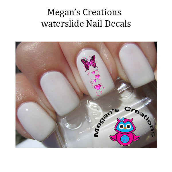 Butterfly Hearts Design BU101  Nail Art Decals