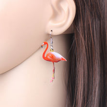 Load image into Gallery viewer, Acrylic Pink Flamingo Earrings
