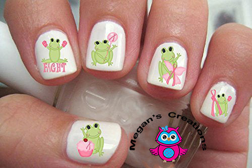 Breast Cancer Awareness Frogs Nail Art Decals