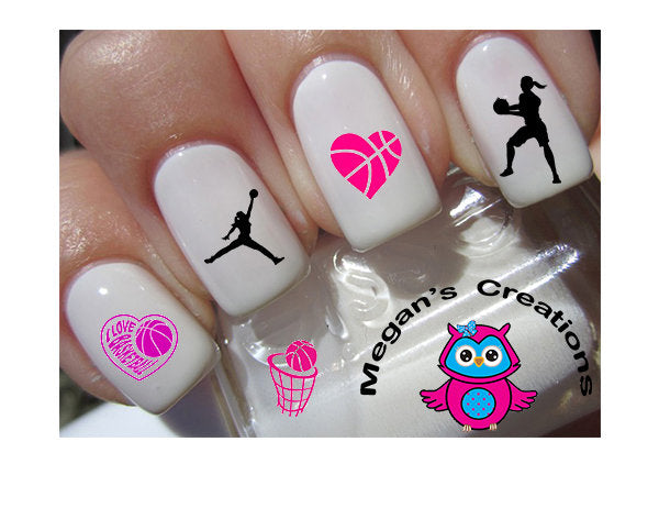 Basketball Pink and Black  Nail Art Decals
