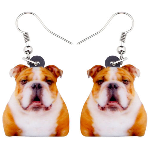 English Bulldog Face Acrylic Earrings