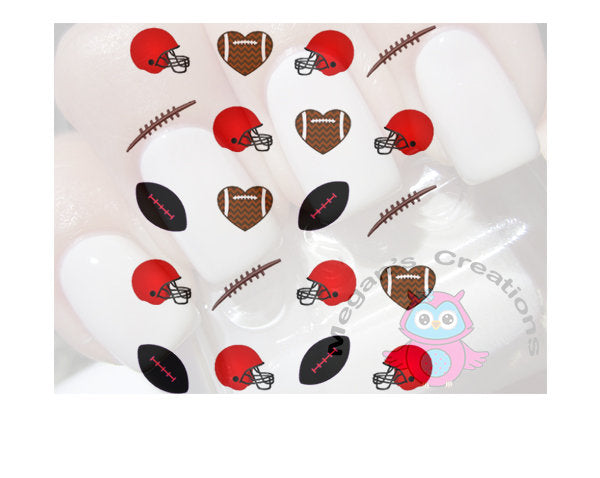 Black and Red Football Nail Art Decals