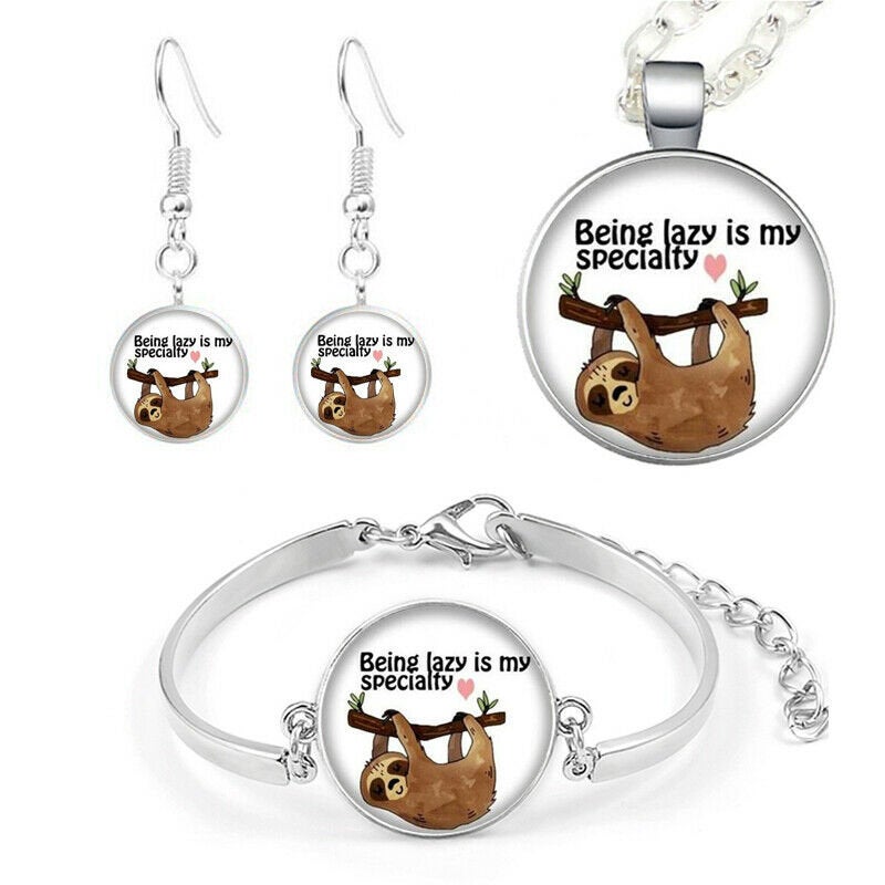 Cute Sloth Jewelry Sets Necklace,  Bracelet,  Earrings Gift Set