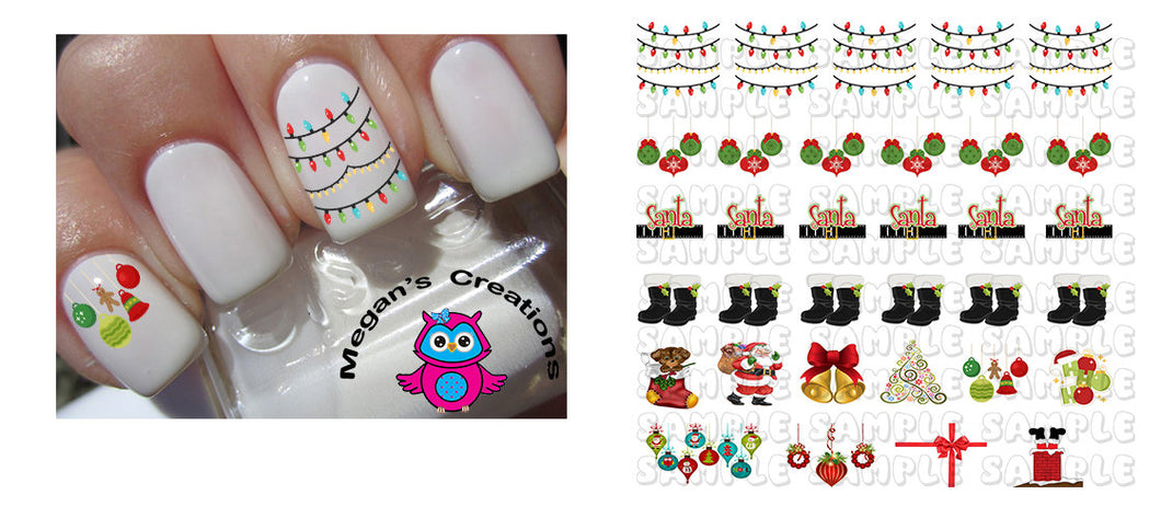 Christmas Mix Set Nail Art Decals   Set of 32 decals