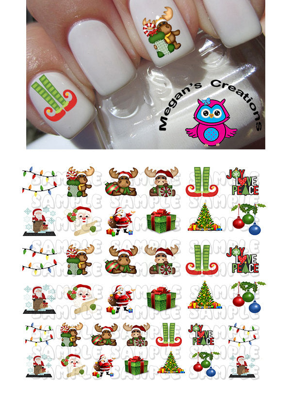 Christmas Holiday Assortment - Christmas Mix Set Nail Art Decals   Set of 36 decals