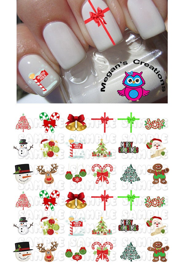 Christmas Holiday Assortment Set #2 - Christmas Mix Set Nail Art Decals   Set of 36 decals