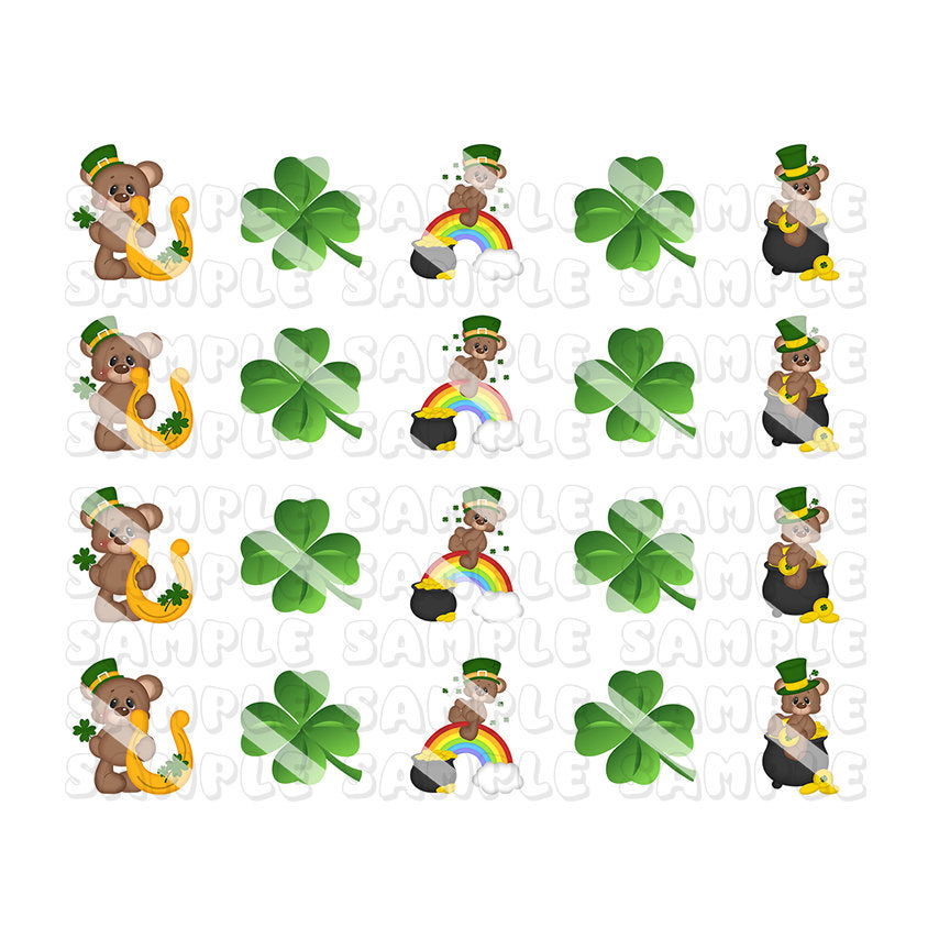 St. Patrick's Day Bear SP106 Nail Art Decals
