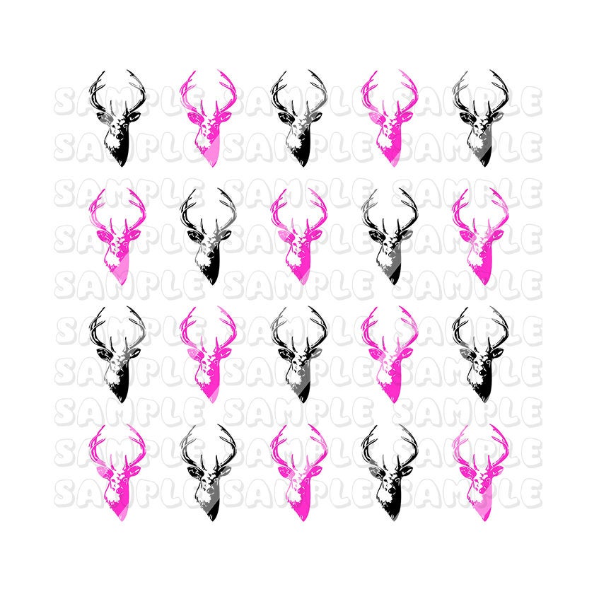 Black and Pink Deer Nail Art Decals