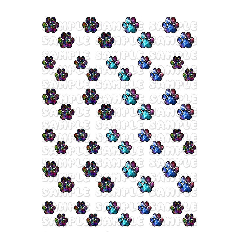 Colorful Paw Prints Animals #Paw102  Dogs Paws Nail Art Decals