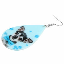 Load image into Gallery viewer, Blue Teardrop Chihuahua Acrylic Earrings
