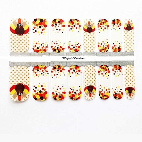 Thanksgiving Turkey Confetti Nail Polish Wraps - Nail Polish Strips