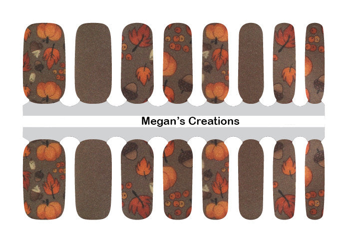 Fall Leaves Pumpkin Nail Polish Wraps - Nail Polish Strips