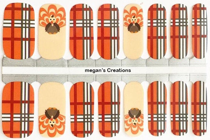 Thanksgiving Turkey Plaid Nail Polish Wraps - Nail Polish Strips