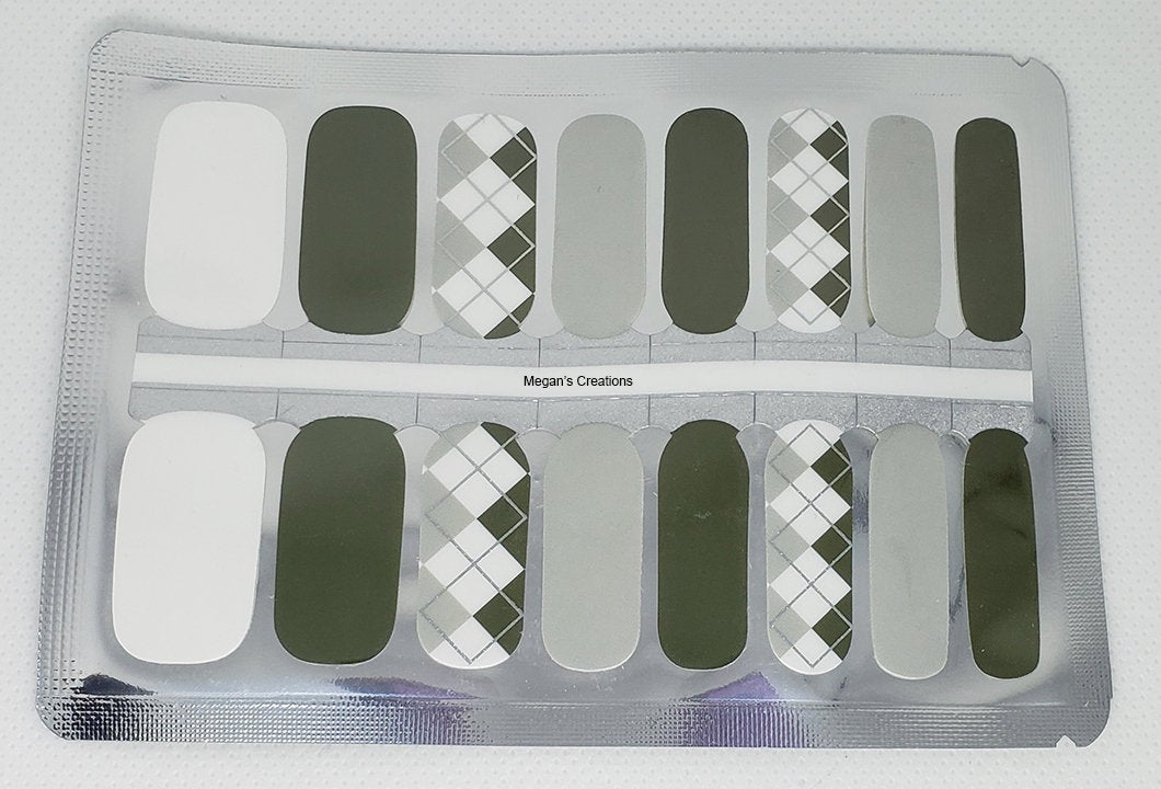 Army Green Argyle Nail Polish Wraps - Nail Polish Strips
