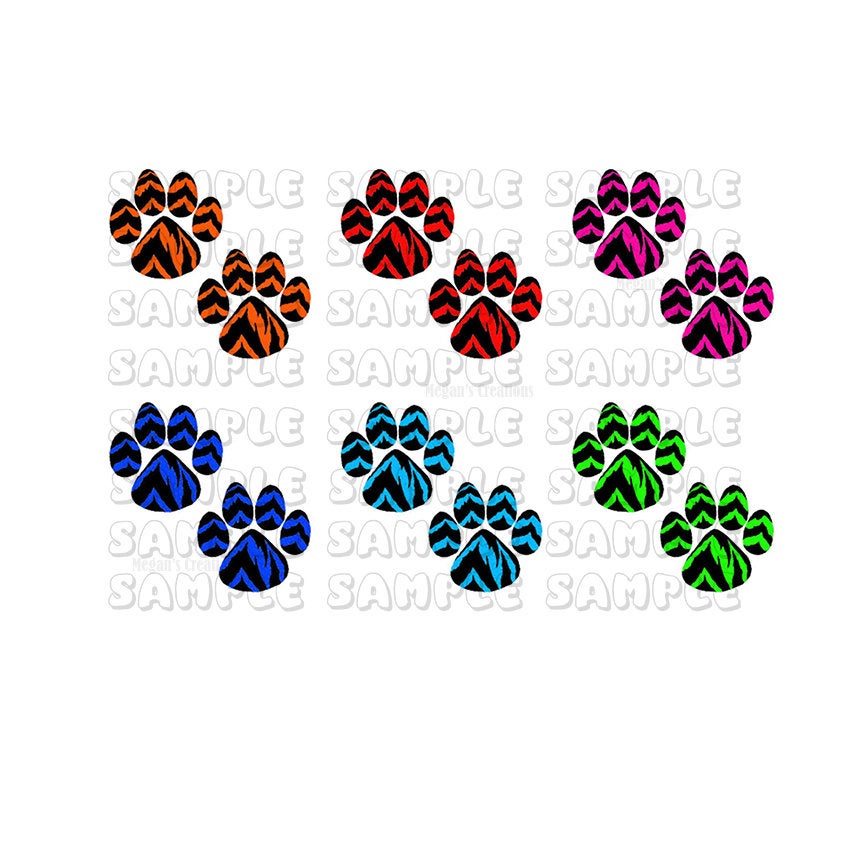 1 inch Colorful Paw Prints  Waterslide Decals