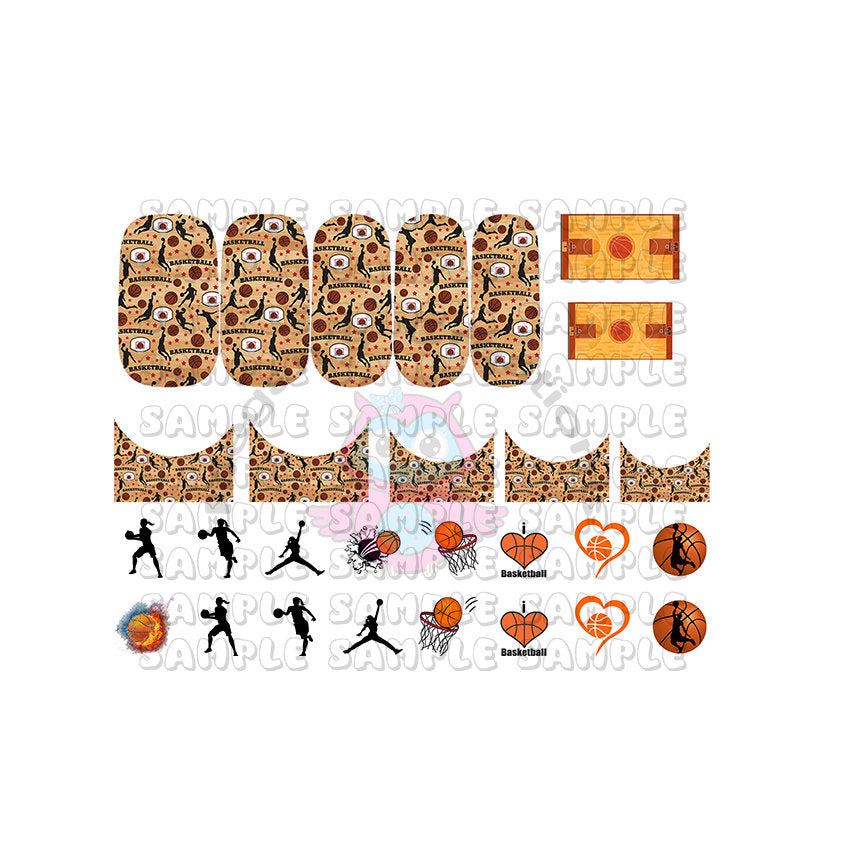 Basketball Nail Art Decals or Personalized Basketball Nail Art Decals Design #2