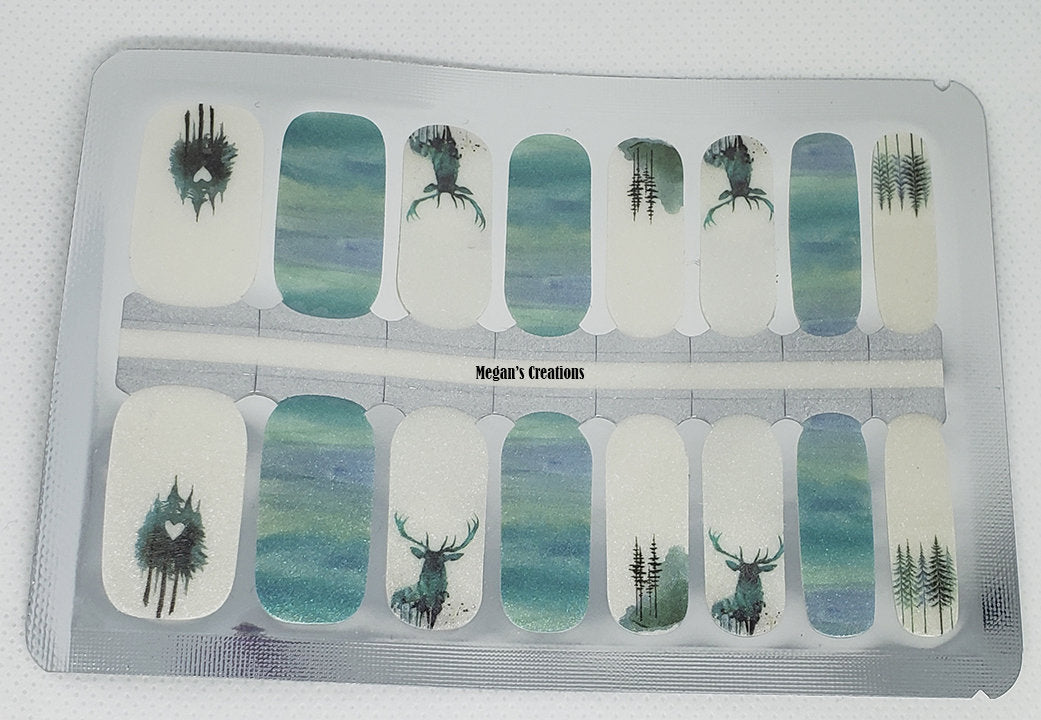 Cute Deer Tree Nail Polish Wraps - Nail Polish Strips