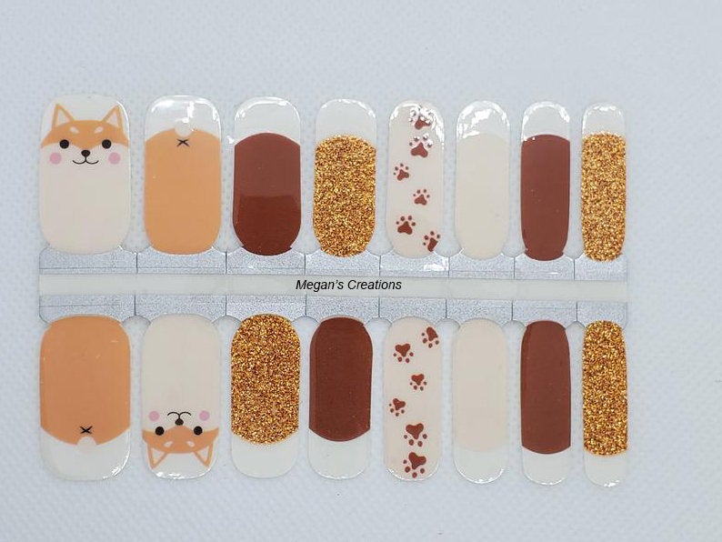 Corgi Puppy Dog Paw Prints Nail Polish Wraps - Nail Polish Strips