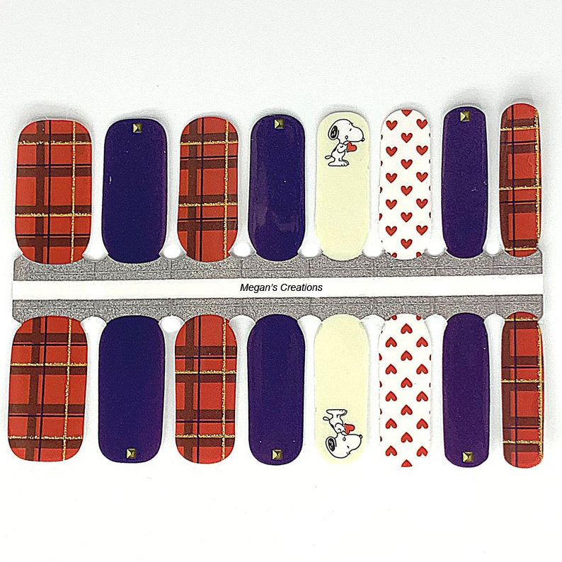 Red & Black Plaid Dog Nail Polish Wraps - Nail Polish Strips