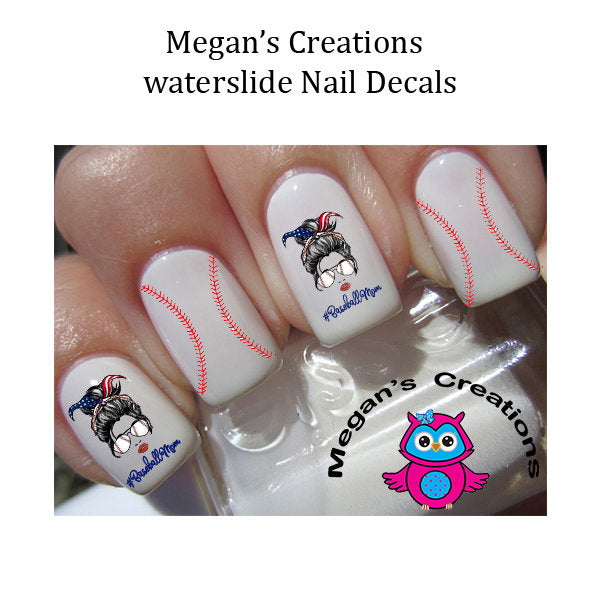 Baseball Mom Life Nail Art Decals