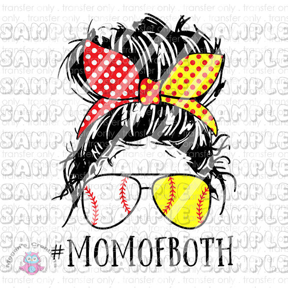 Mom life, Mom of Both Baseball Softball Life  Clear Waterslide Decals