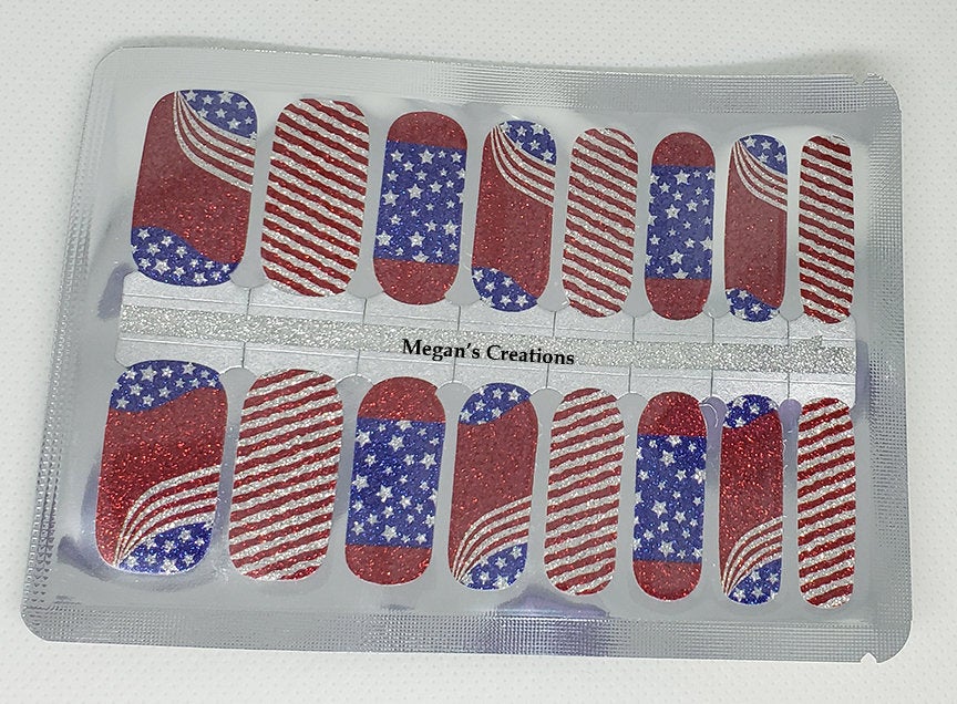 4th of July  -  Independence Day - Patriotic  - America  Nail Polish Wraps - Nail Polish Strips