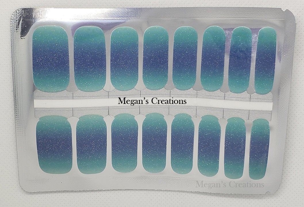 Blue Ombre Design #2 Nail Polish Wraps - Nail Polish Strips