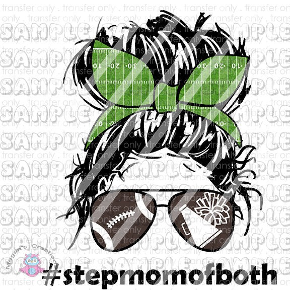 Mom life, Stepmom of Both Football & Cheerleader Life Clear Waterslide Decals