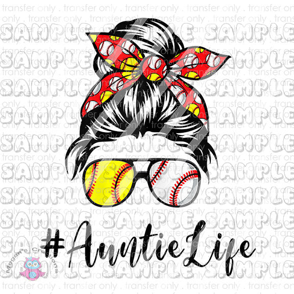 Auntie life, Auntie of Both Baseball Softball Life  Clear Waterslide Decals