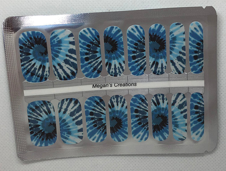 Blue Tie-Dye #7 Nail Polish Wraps - Nail Polish Strips