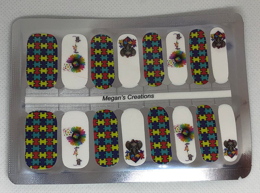 Autism Awareness Design #2  Nail Polish Wraps - Nail Polish Strips