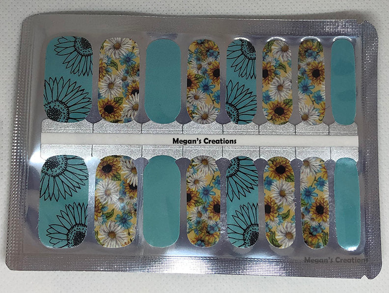 Sunflower Design #3  Nail Polish Wraps - Nail Polish Strips