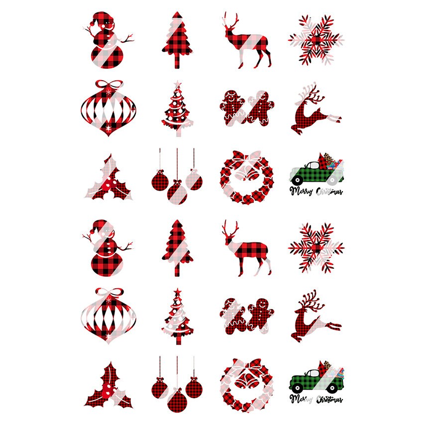 Christmas Buffalo Plaid Nail Art Decals - Waterslide Nail Decals