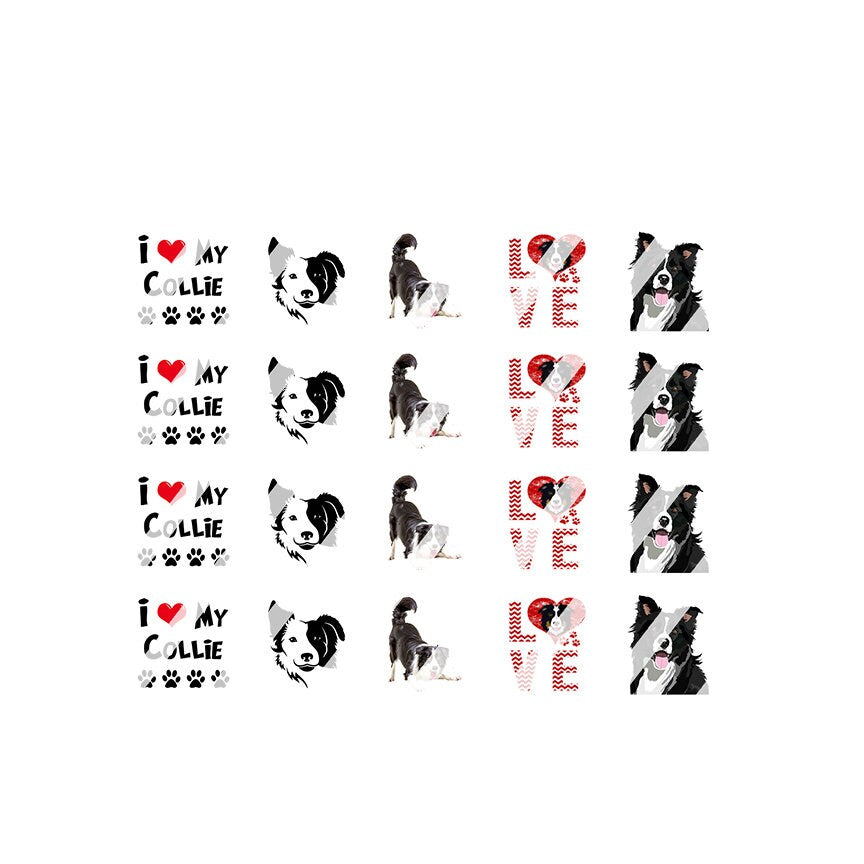 Border Collie Love Nail Art Decals - Waterslide Nail Decals