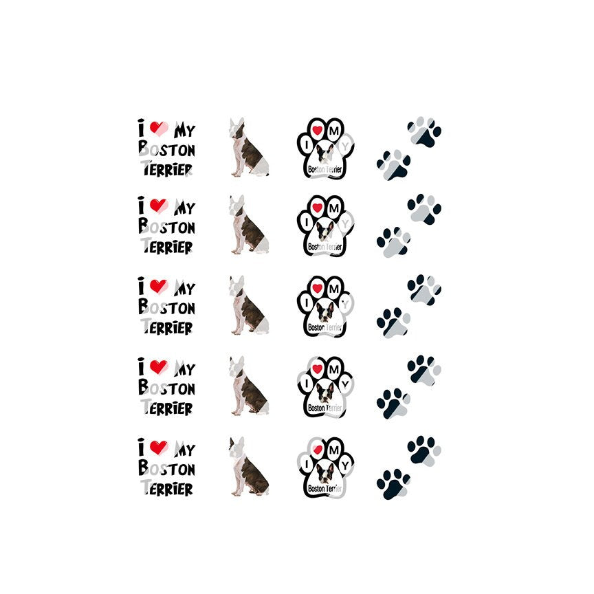 Boston Terrier Nail Art Decals - Waterslide Nail Decals