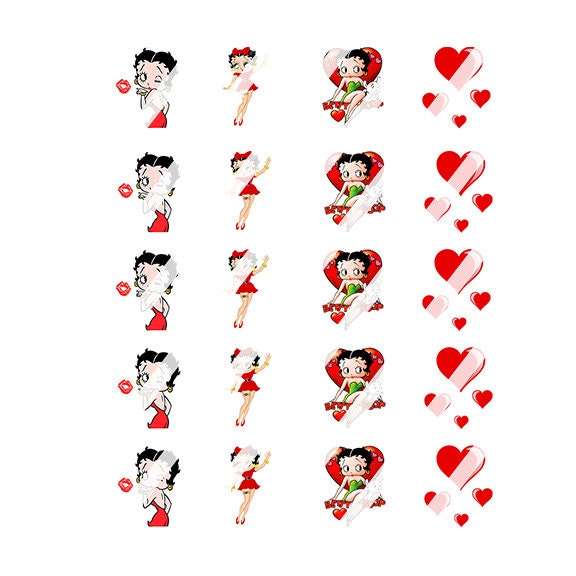 Betty Boop Nail Art Decals  - Waterslide Nail Decals -  Design #4