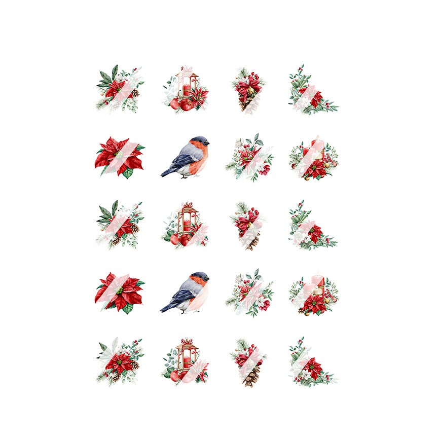 Christmas Flower Bird Nail Art Decals - Waterslide Nail Decals