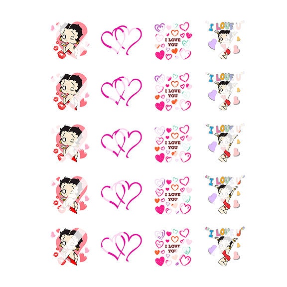 Betty Boop Nail Art Decals  - Waterslide Nail Decals -  Design #2