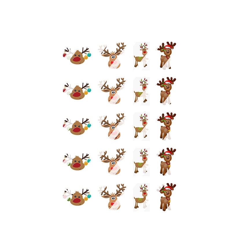 Christmas Reindeer Nail Art Decals - Waterslide Nail Decals