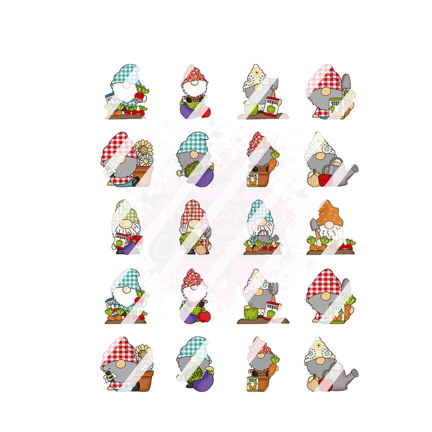 Gardening Gnomes Design #5 Nail Art Decals - Waterslide Nail Decals