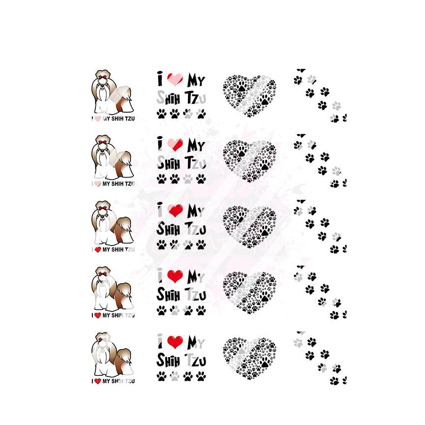 Shih Tzu Nail Art Decals - Waterslide Nail Decals