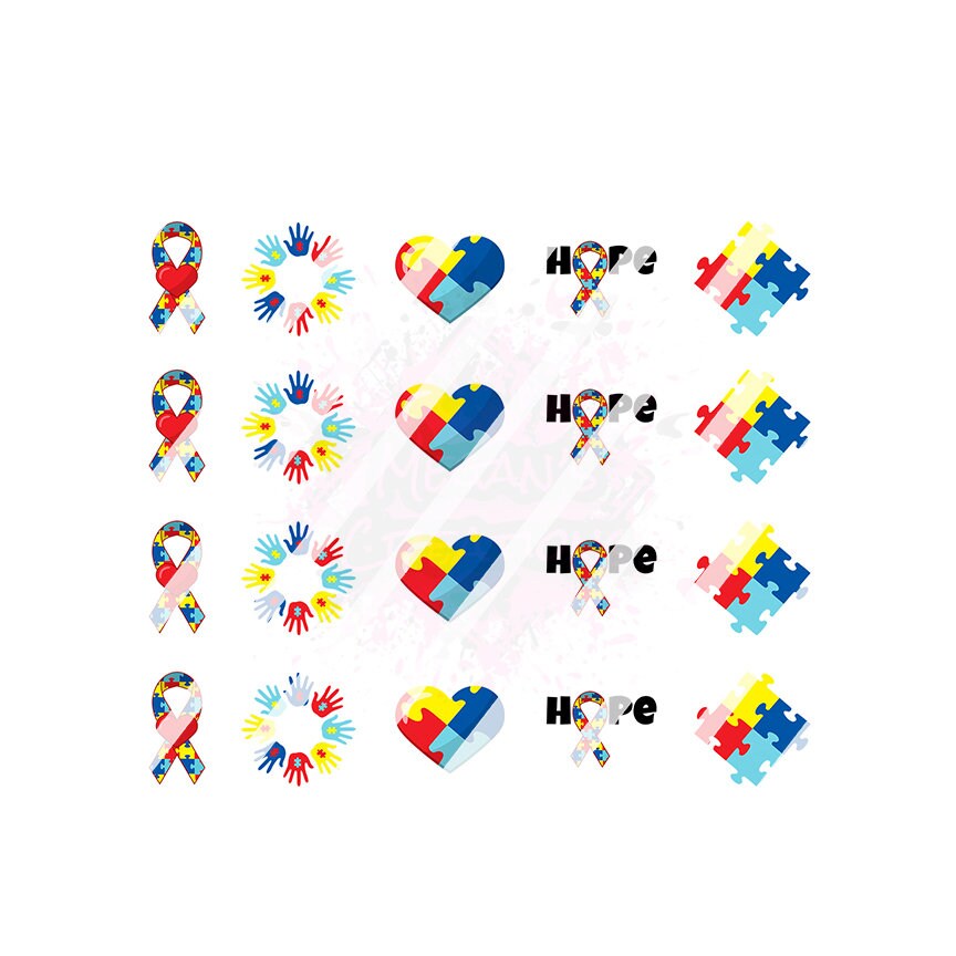 Autism Awareness Nail Art Decals - Waterslide Nail Decals