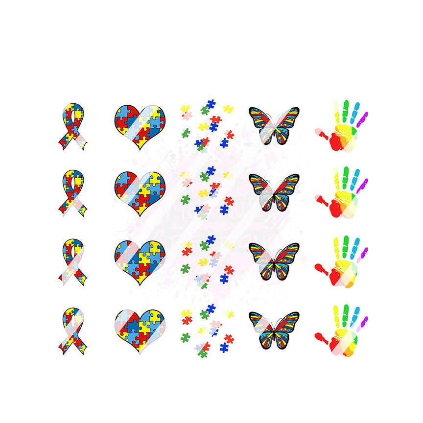 Autism Awareness Nail Art Decals - Waterslide Nail Decals - Design #2
