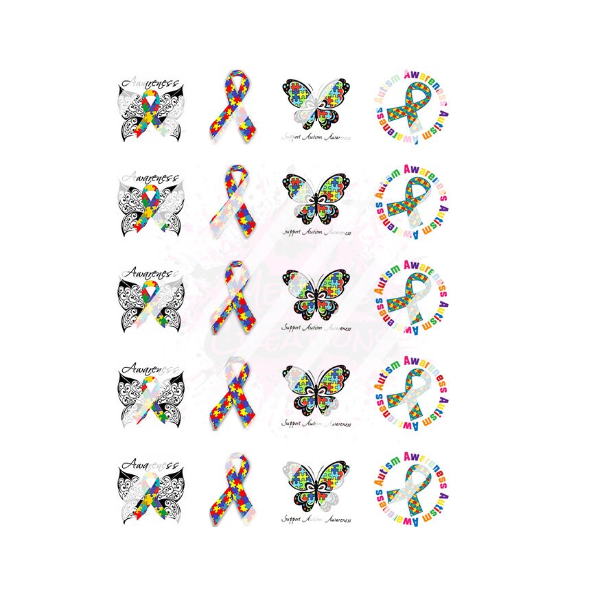 Autism Awareness Nail Art Decals - Waterslide Nail Decals - Design #4