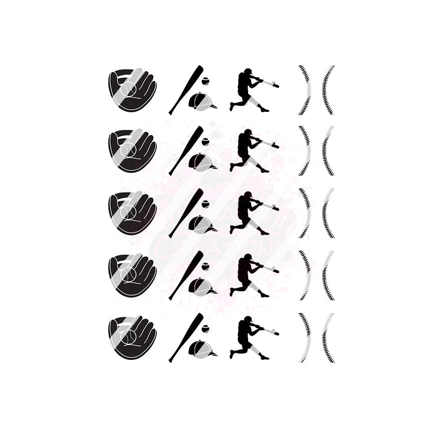 Baseball Nail Art Decals - Waterslide Nail Decals- Design #2
