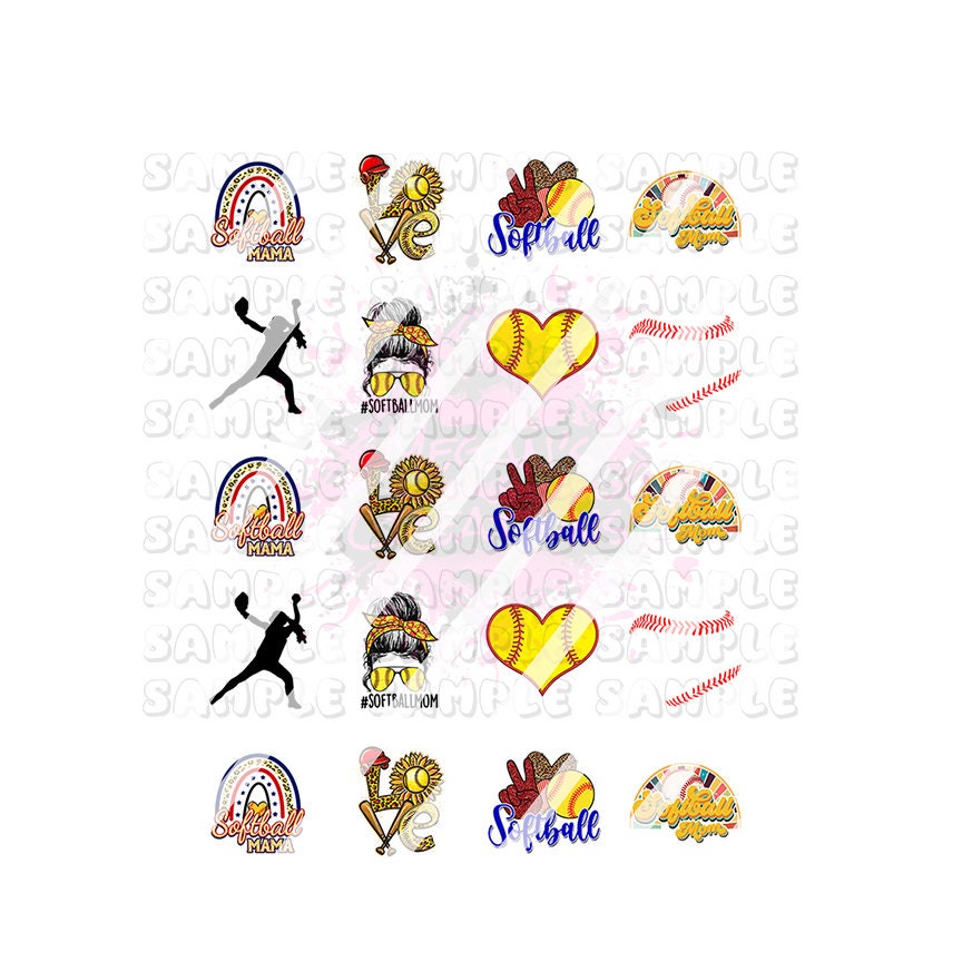 Softball Mom Nail Art Decals - Waterslide Nail Decals