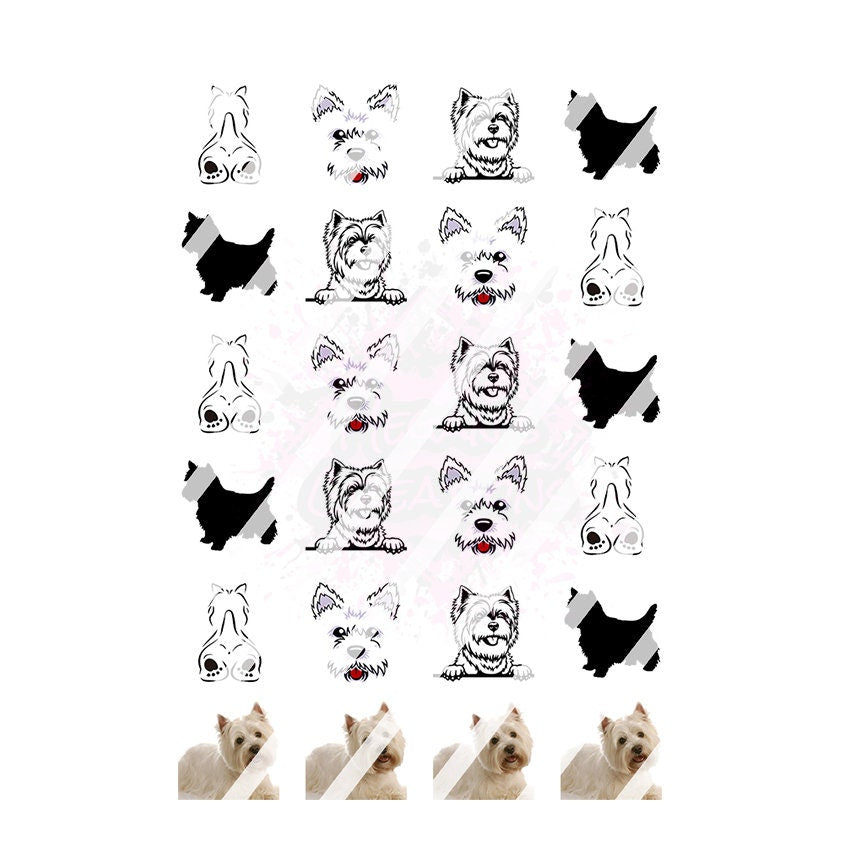 West Highlight White Terrier, Westie Nail Art Decals - Waterslide Nail Decals